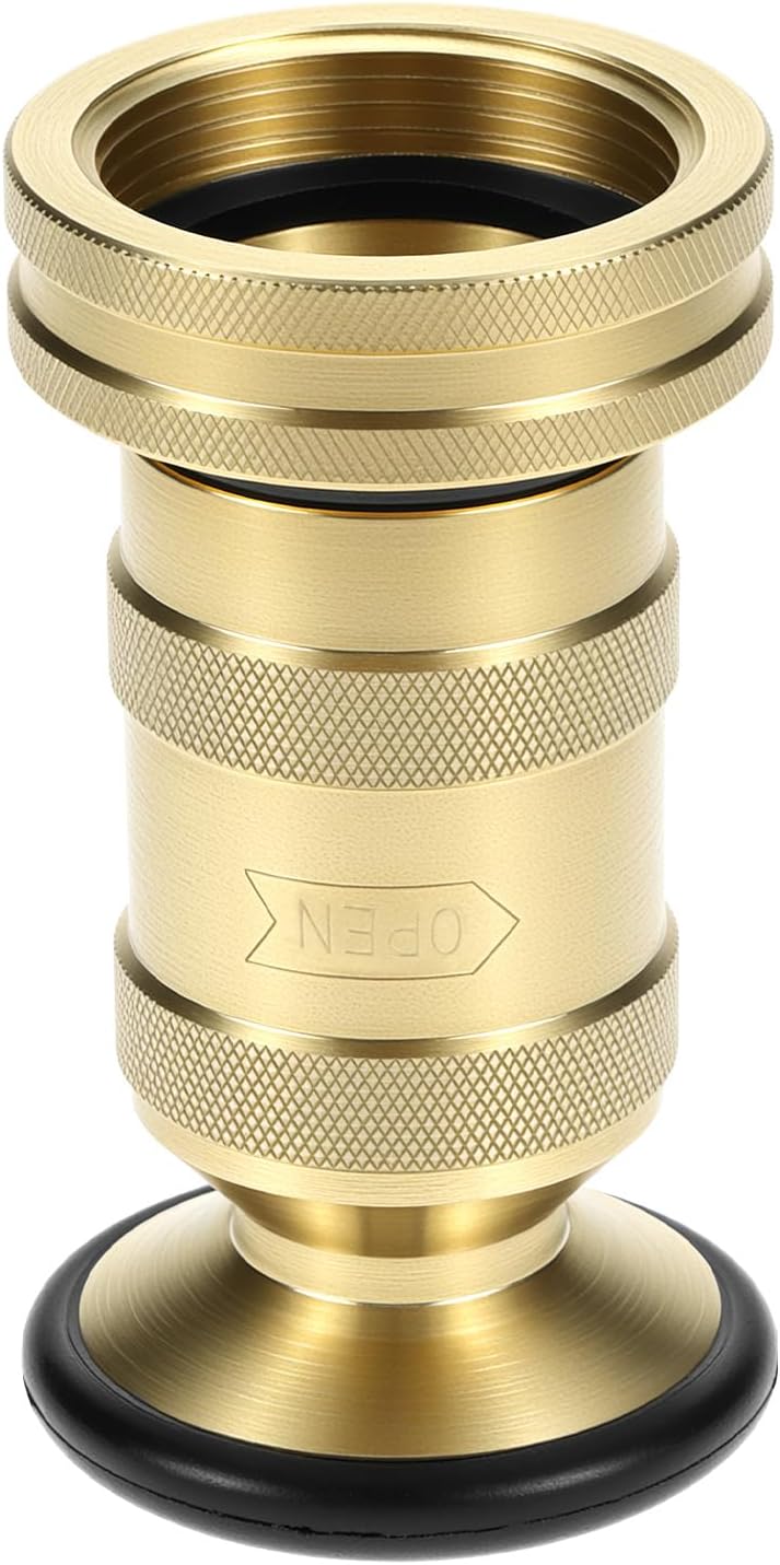 QWORK Brass Fire Hose Nozzle, Adjustable Spray Jet & Fog, 1.5" NPT/NPSH, for Firefighter, Garden, and Industrial Use - Image 2